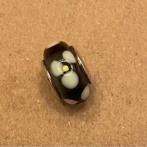 Pandora Black and White Murano Glass Flower Charm